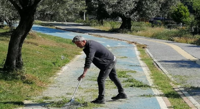 Balıkesir Edremit’te yeşil alanlara bakım