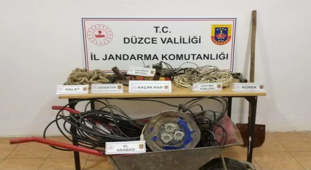 Düzce’de izinsiz kazıya suçüstü