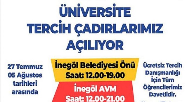 Üniversite Öğrencileri İçin Ücretsiz Tercih Çadırı Kuruluyor