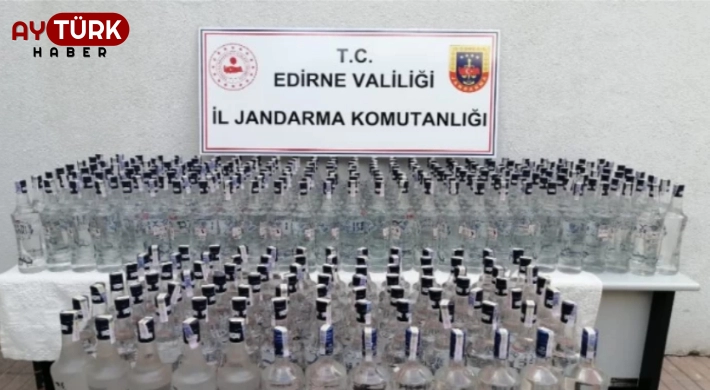 Edirne Jandarması 307 litre kaçak içkiye el koydu