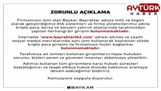 BAYKAR'DAN ZORUNLU AÇIKLAMA