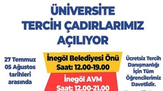 Üniversite Öğrencileri İçin Ücretsiz Tercih Çadırı Kuruluyor